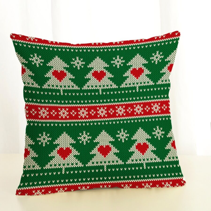 

Lovely Christmas Print Green Decorative Pillow Case