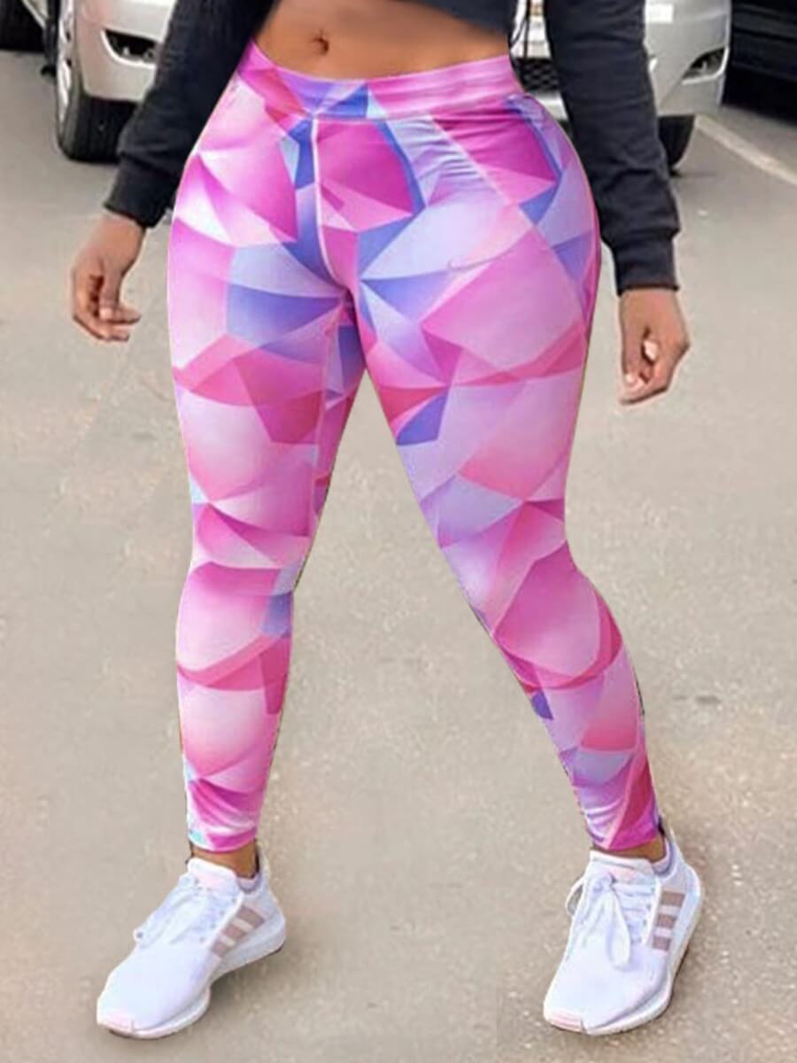 

Lovely Casual Geometric Print Rose Red Pants