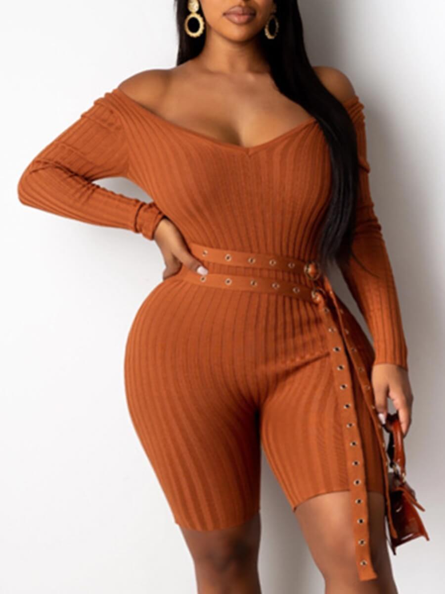 

Lovely Trendy V Neck Striped Skinny Croci Plus Size One-piece Romper