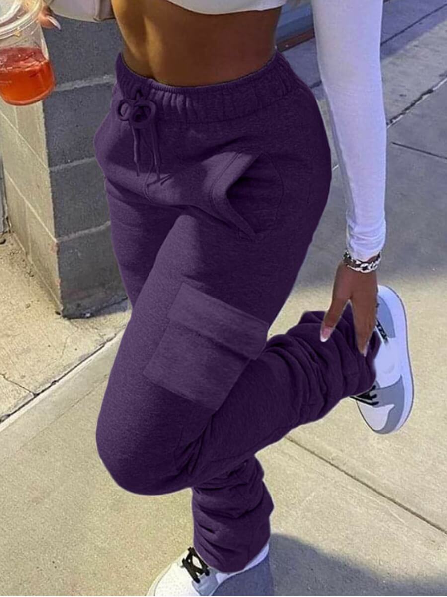 

LW COTTON Casual Side Pocket Purple Pants