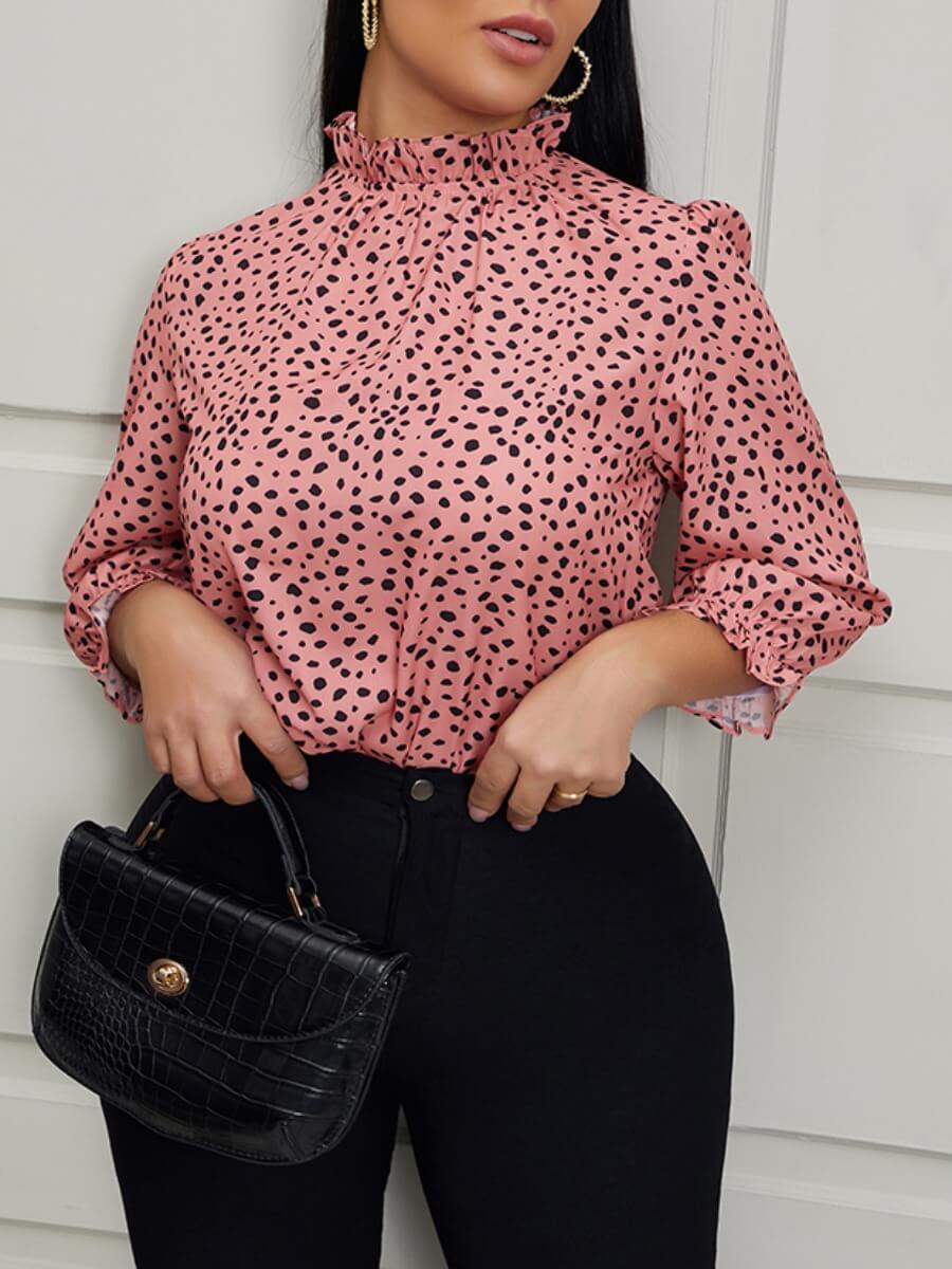 

Lovely Sweet Leopard Print Red Blouse