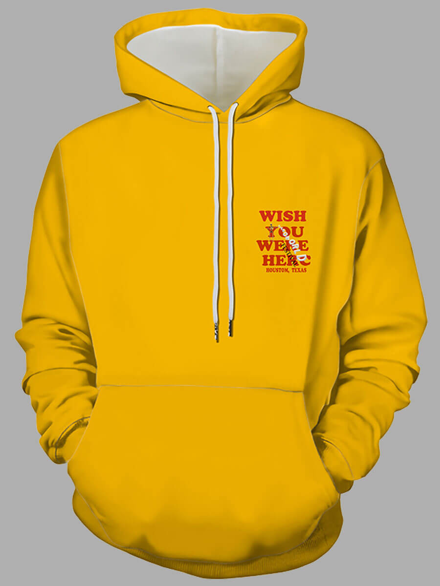 

Lovely Casual Hooded Collar Letter Print Yellow Men Hoodie