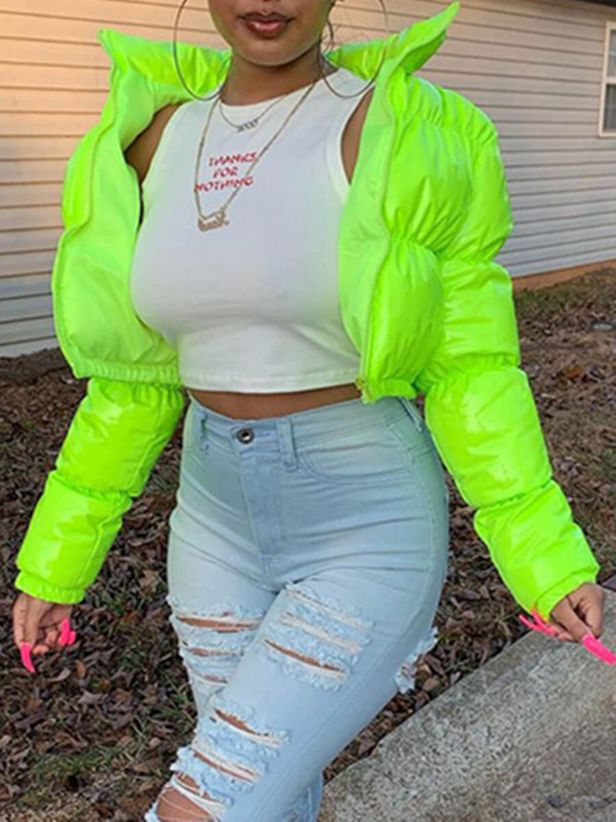 

Lovely Casual Turndown Collar Zipper Design Green Parka