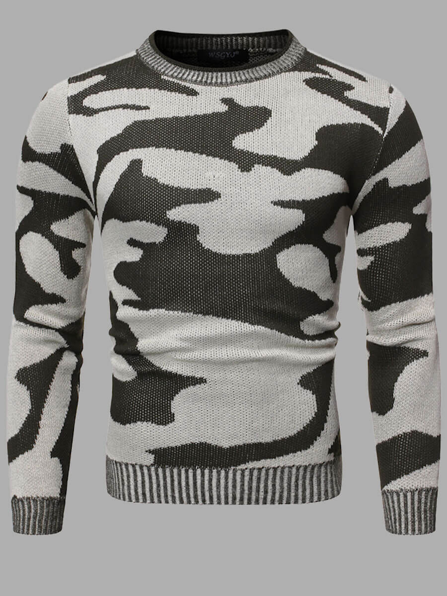 

Lovely Casual O Neck Camo Print Grey Sweater