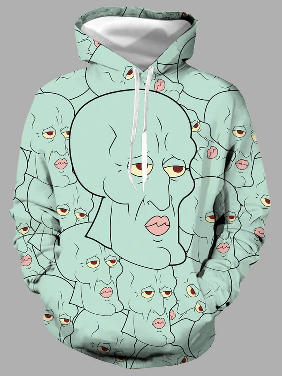 

Lovely Street Hooded Collar Print Light Green Hoodie