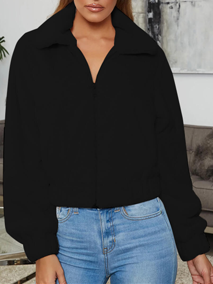 

Lovely Casual Turndown Collar Zipper Design Black Faux Fur