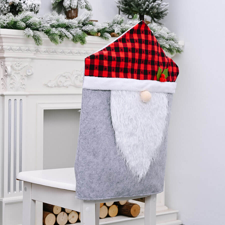 

Lovely Christmas Day Plaid Print Patchwork Grey Chair Cover