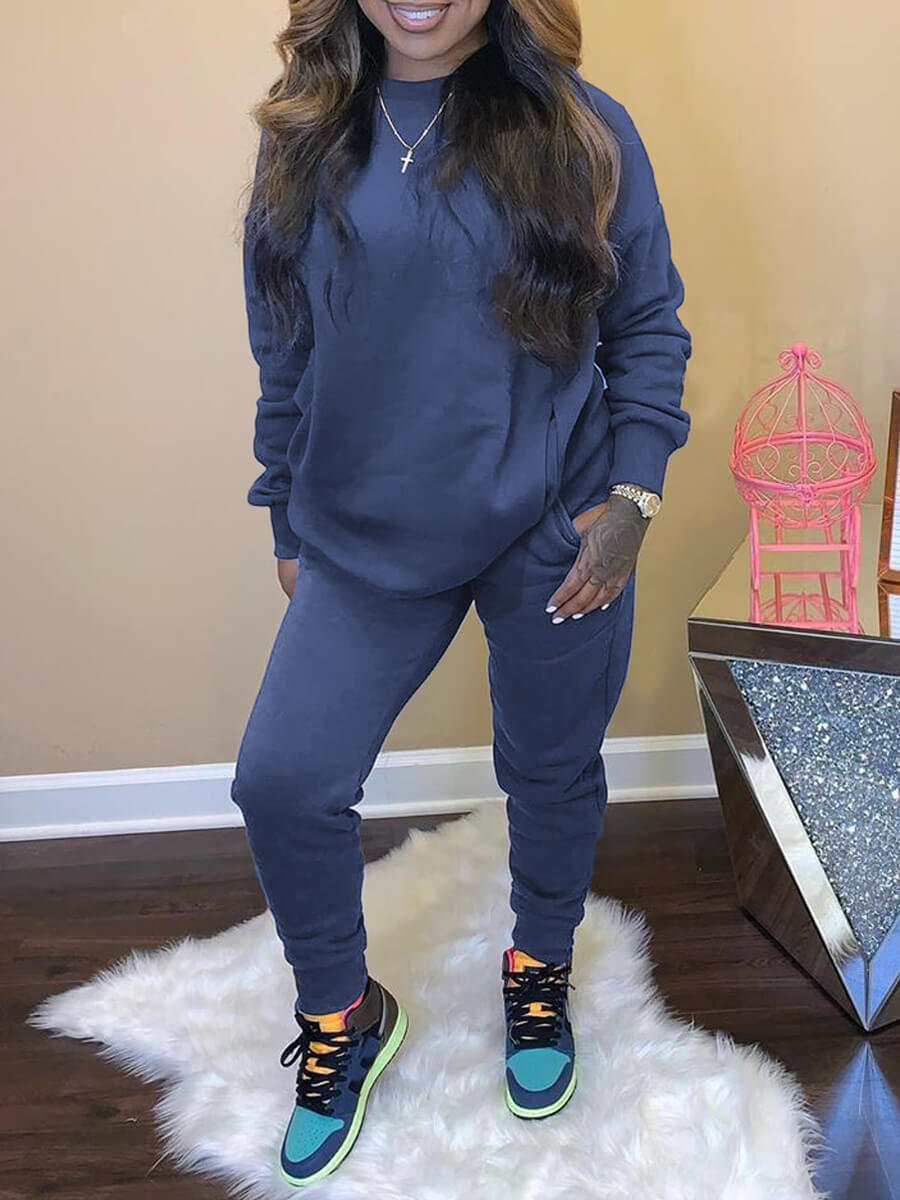 LW BASICS Round Neck Oversized Pants Set