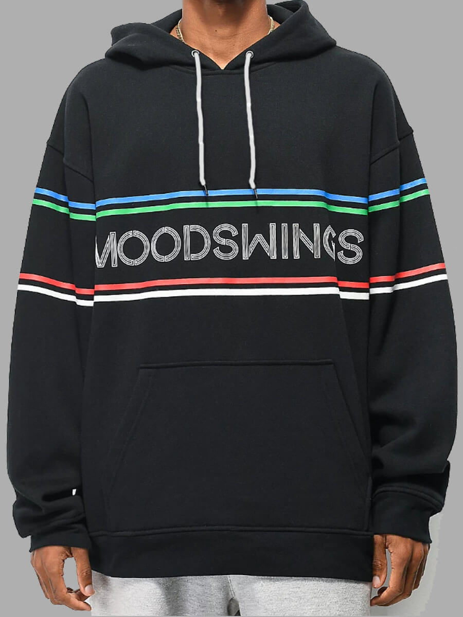 

Lovely Casual Letter Print Striped Patchwork Black Men Hoodie