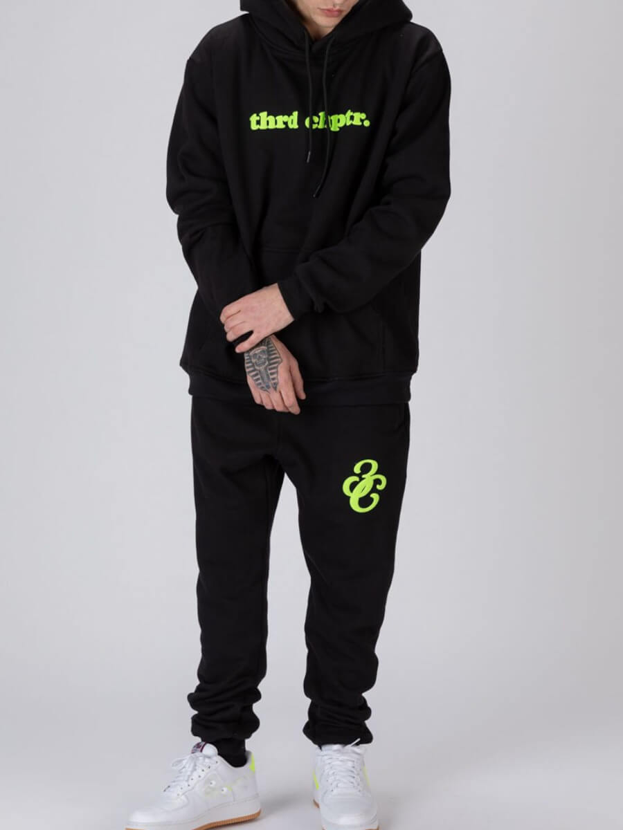 

Lovely Casual Letter Print Drawstring Black Men Two Piece Pants Set