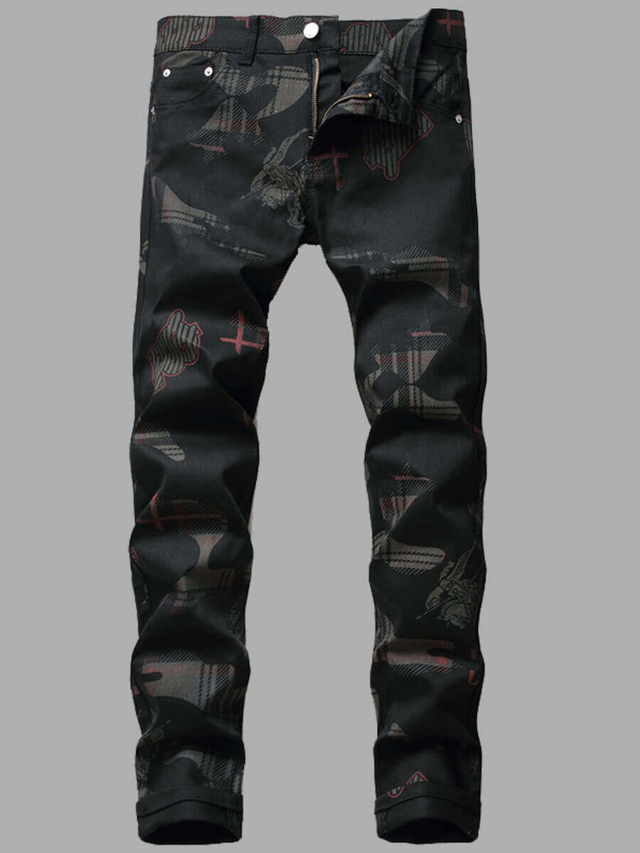 

Lovely Casual Print Patchwork Black Men Jeans
