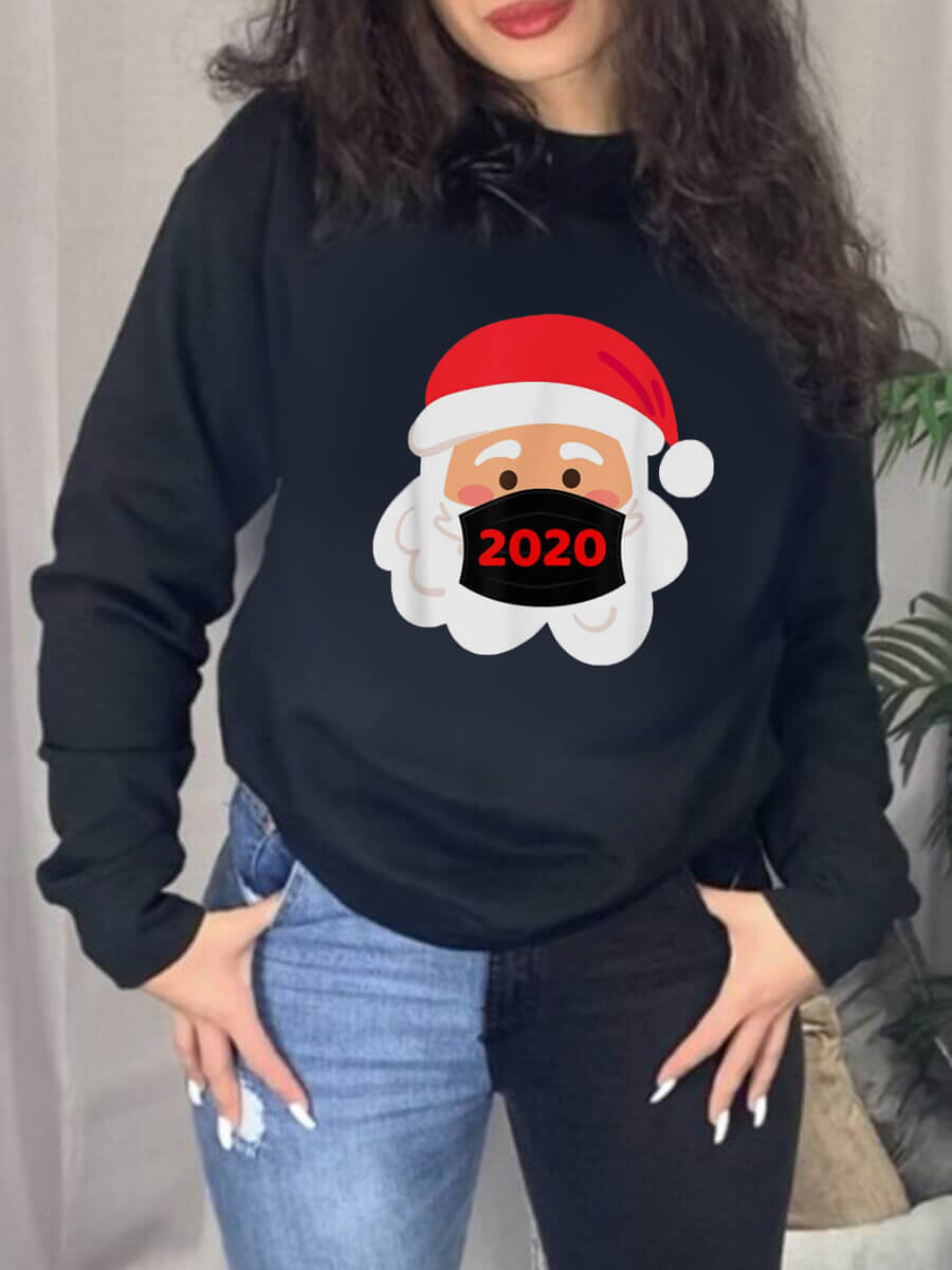 

Lovely Trendy Santa Claus Print Black Plus Size Hoodie