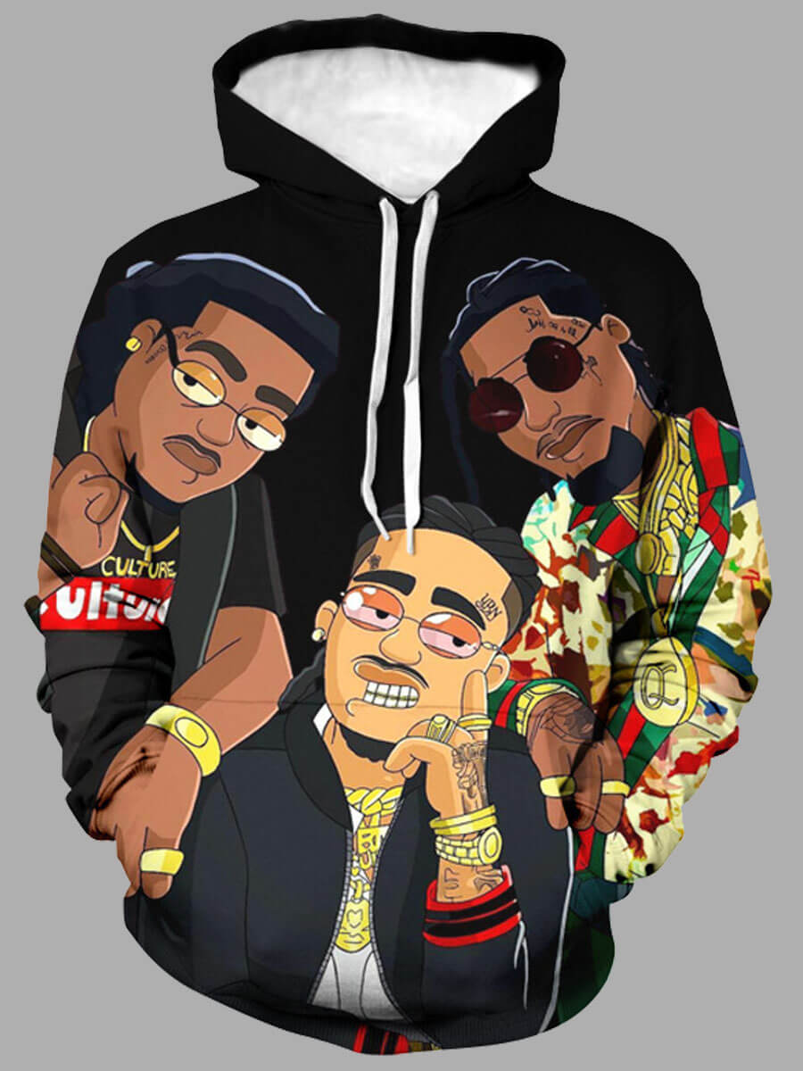 

LW Street Graffiti Print Patchwork Black Men Hoodie