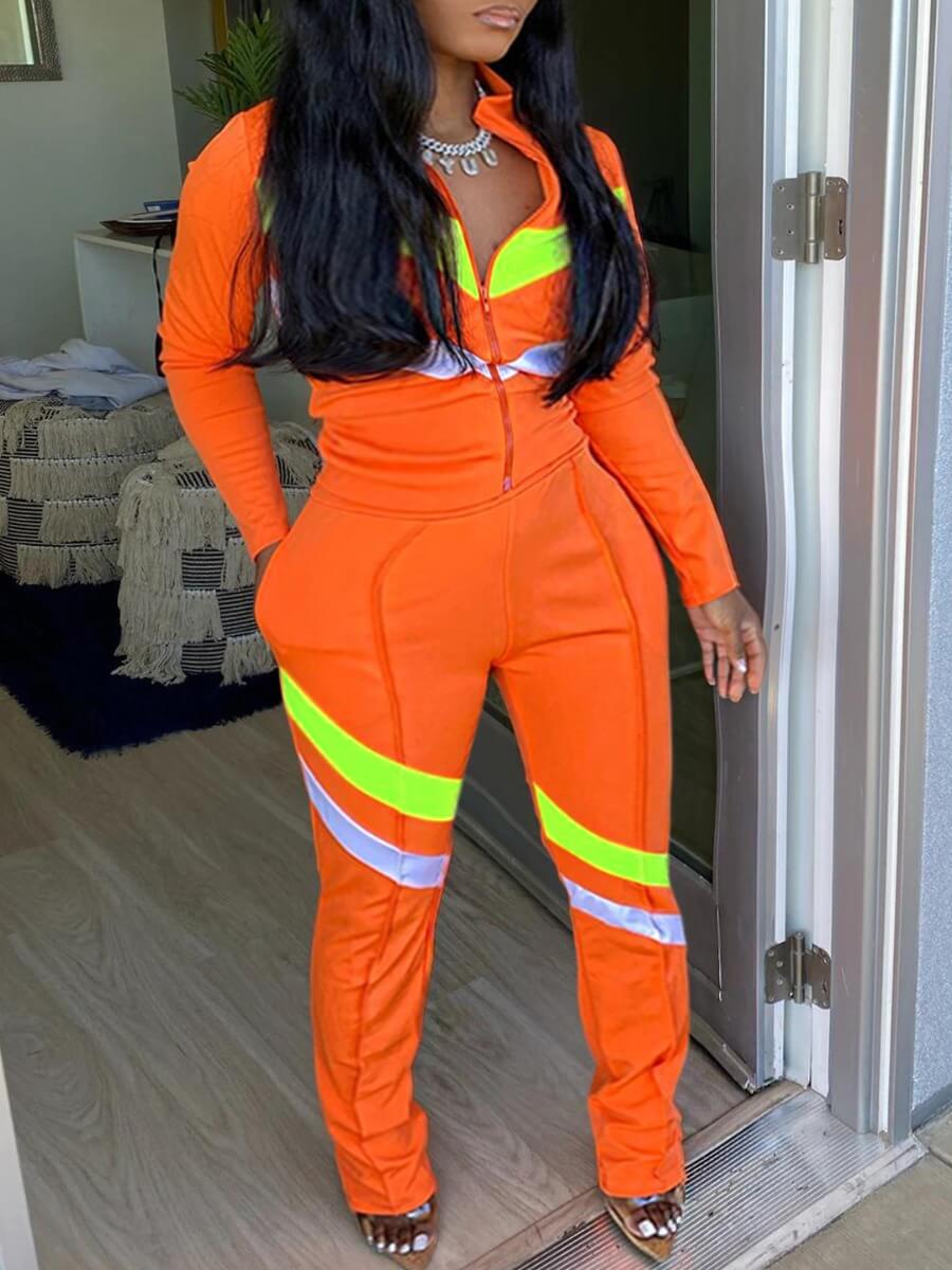 

Lovely Sportswear Striped Patchwork Croci Two Piece Pants Set