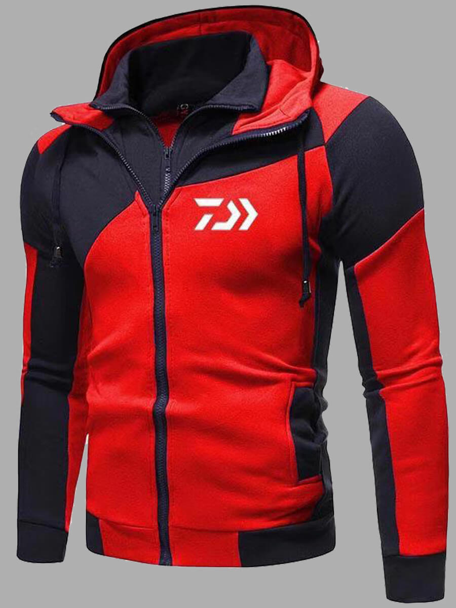 

Lovely Stylish Color-lump Patchwork Red Men Jacket