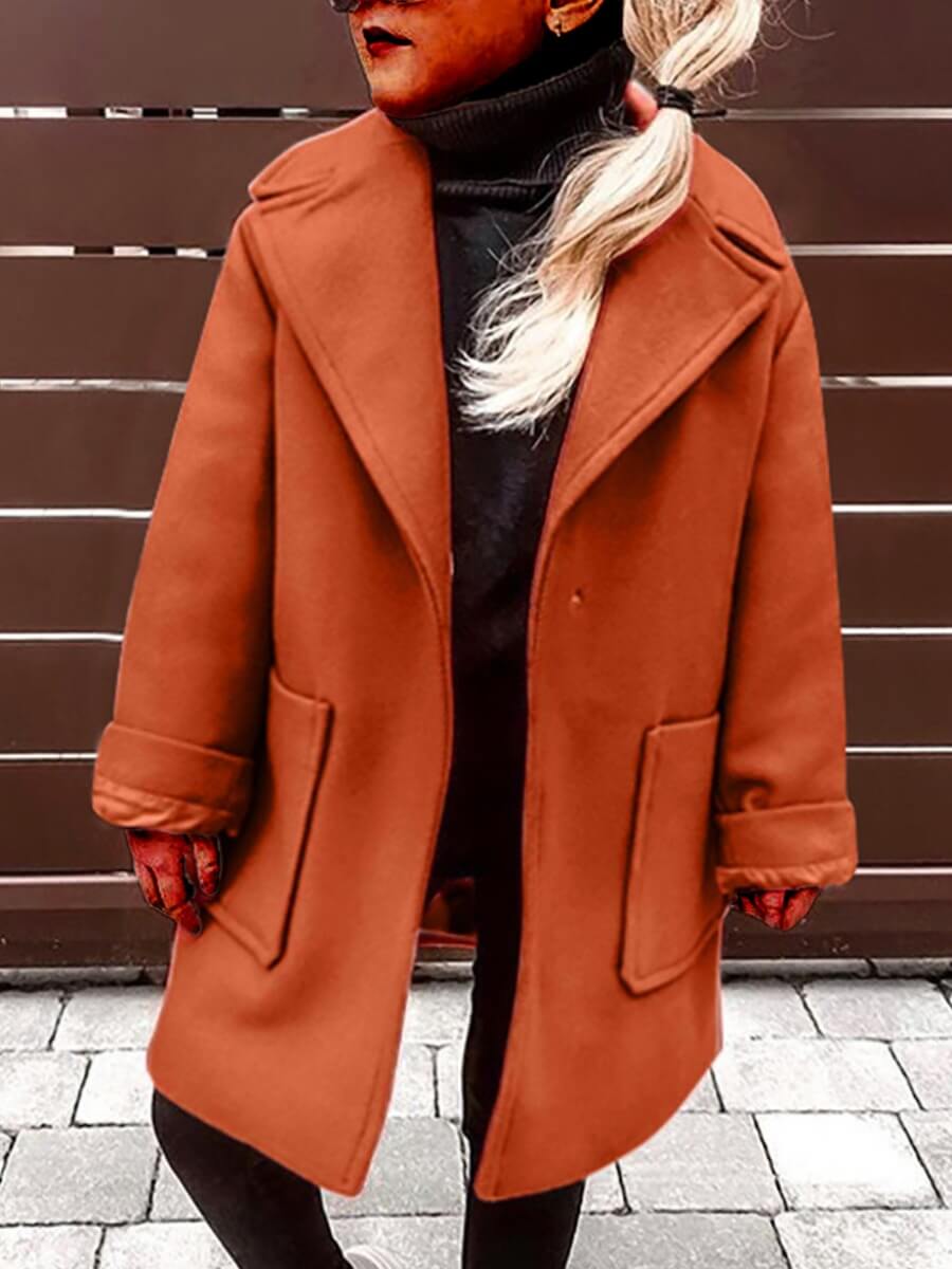 

Lovely Casual Turndown Collar Pocket Design Light Coffee Girl Coat