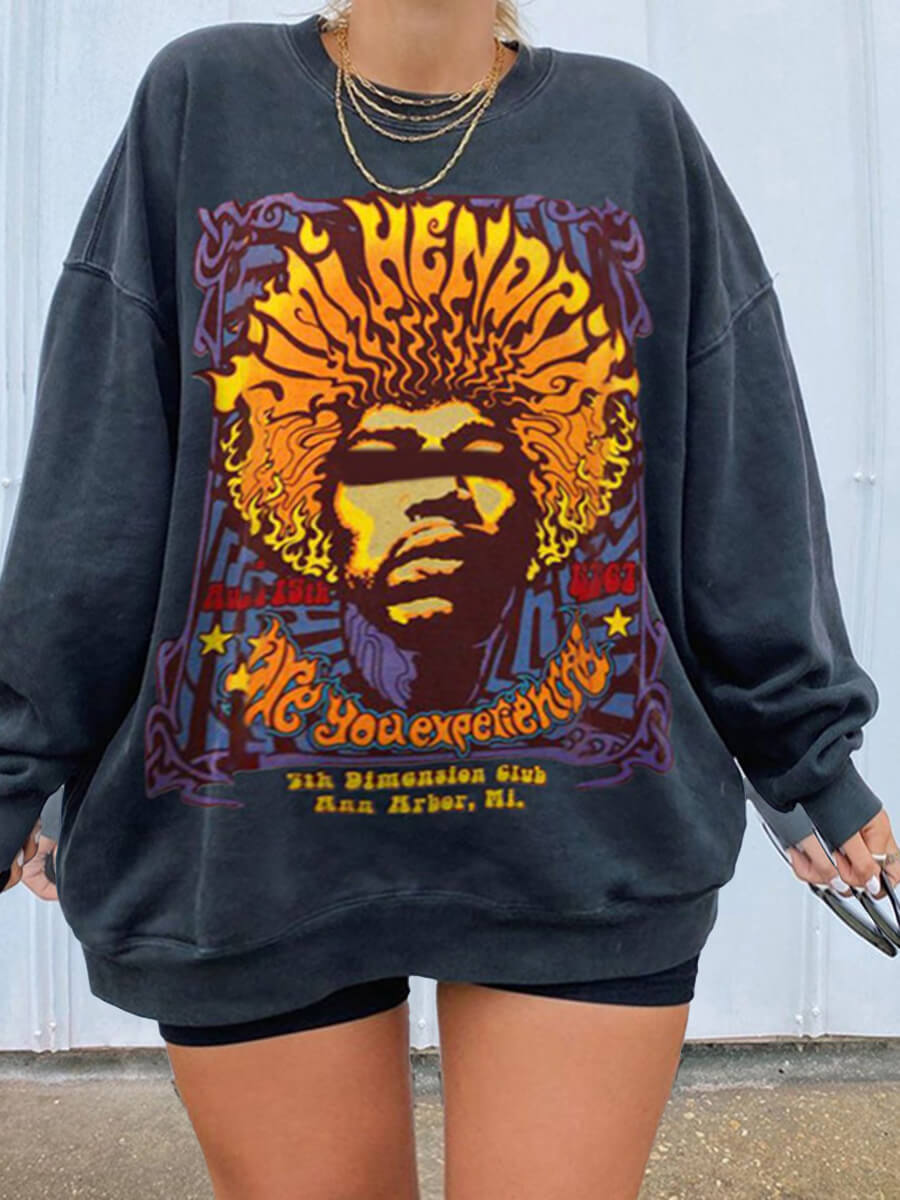 

Lovely Casual O Neck Long Sleeve Print Grey Plus Size Hoodie