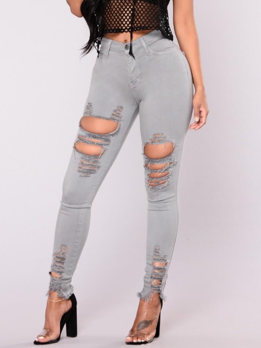 

Lovely Chic Hollow-out Grey Jeans