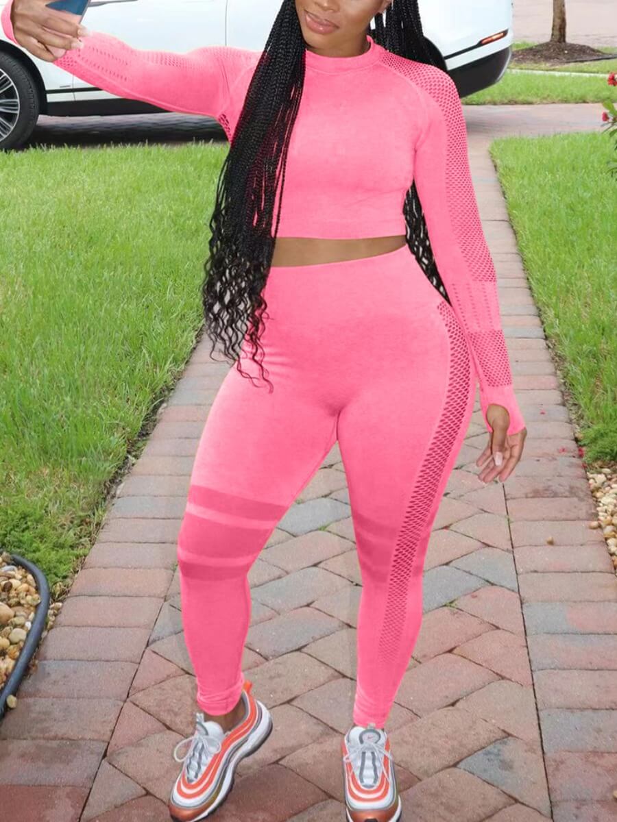 

Lovely Sportswear Striped Patchwork Pink Plus Size Two-piece Pants Set