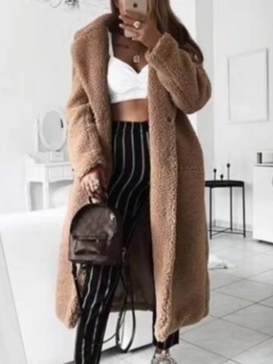 

Lovely Casual Hooded Collar Loose Brown Faux Fur