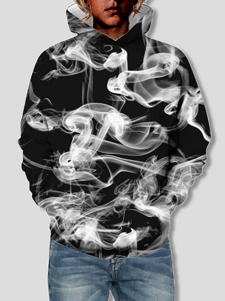 

Lovely Street Smoke Print Patchwork Black Boy Hoodie