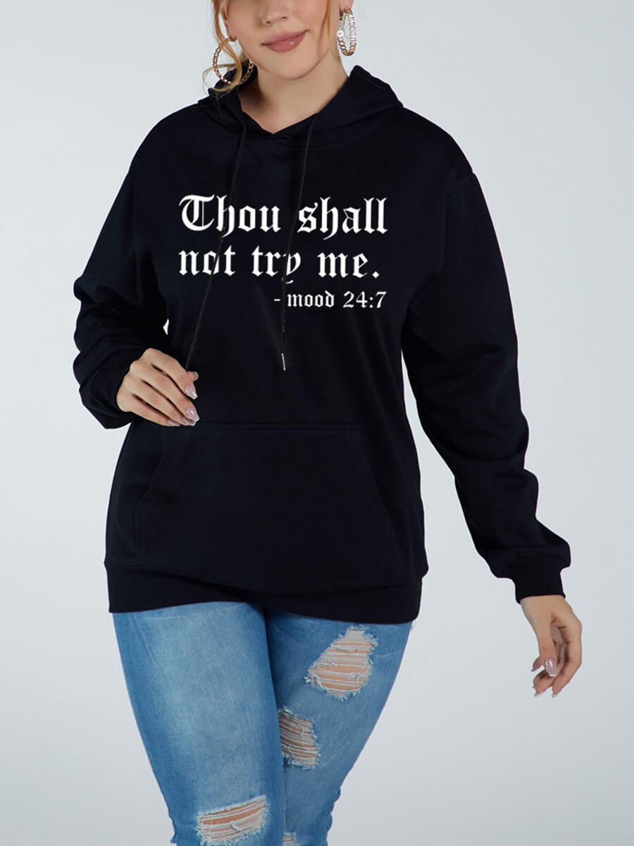

Lovely Casual Hooded Collar Letter Print Black Hoodie