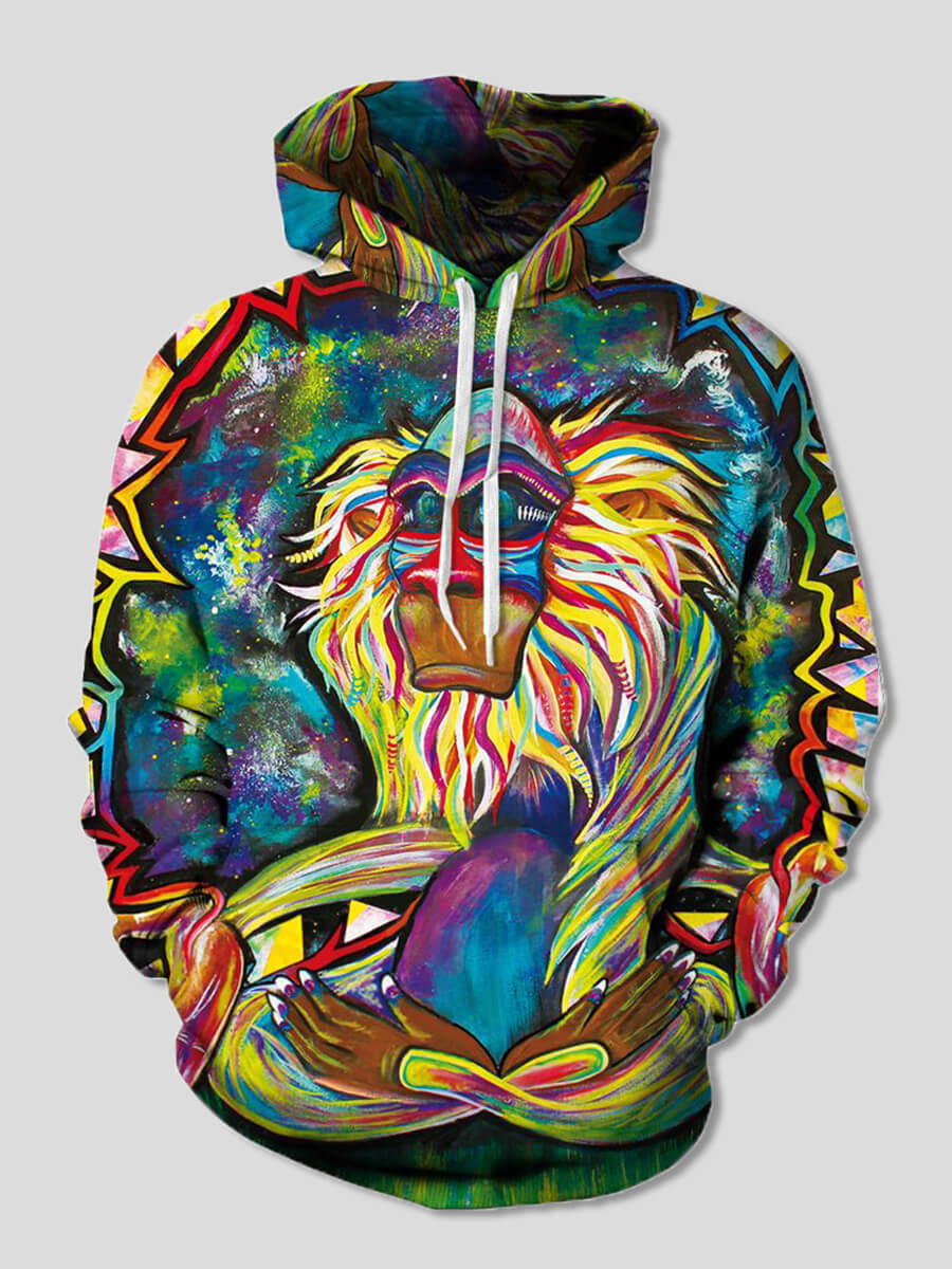 

Lovely Street Graffiti Print Patchwork Multicolor Boy Hoodie, Multi