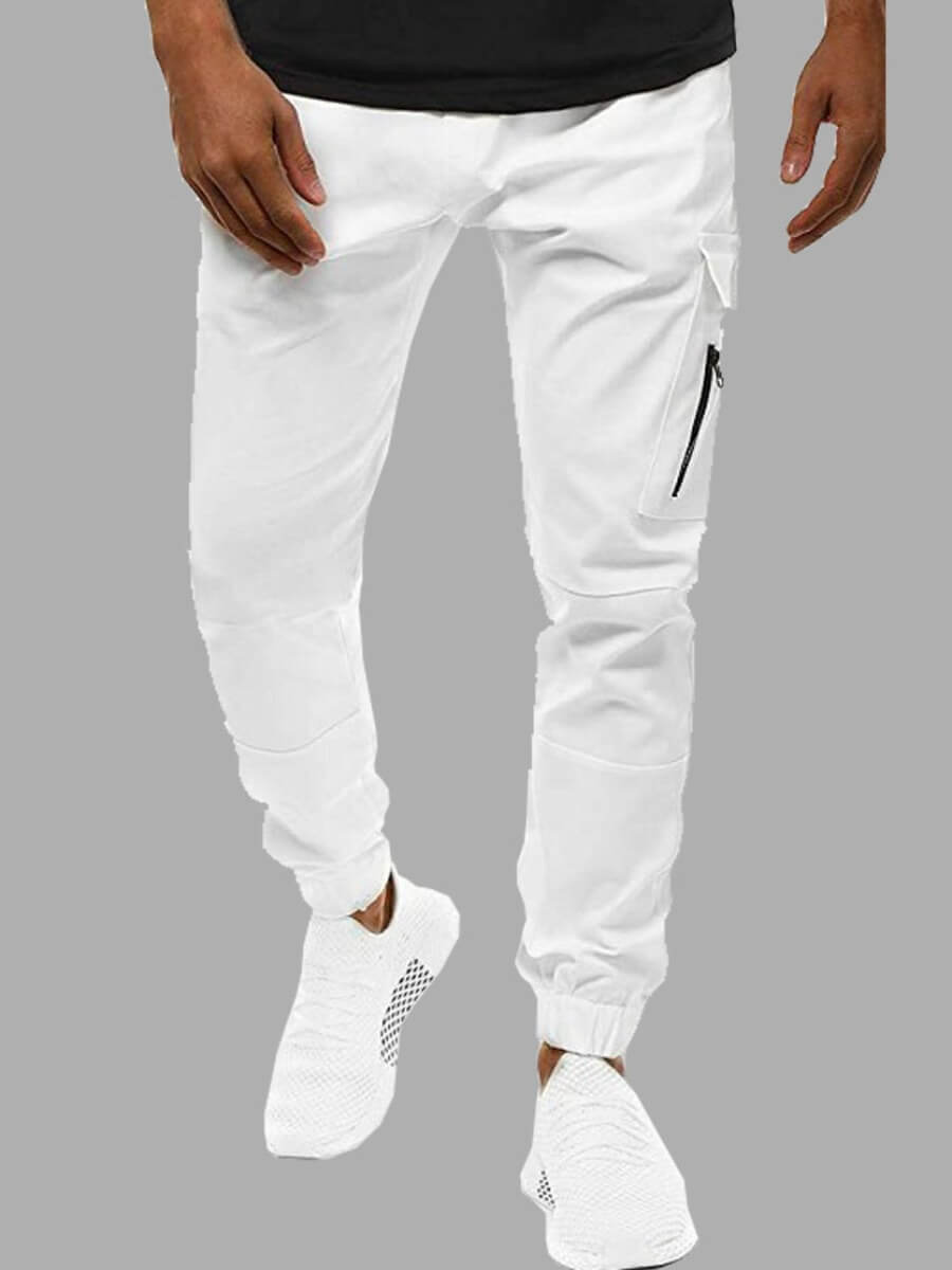 

Lovely Sportswear Side Pocket Loose White Men Pants