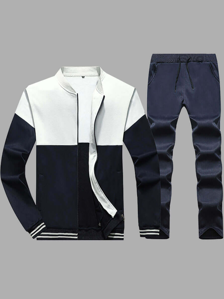 

Lovely Sportswear Color-lump Patchwork Drawstring Grey Men Two Piece Pants Set