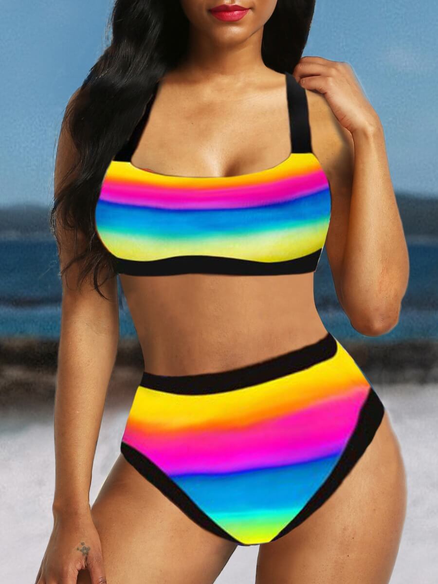 

Lovely Sexy Gradient Knot Design Multicolor Two-piece Swimsuit, Multi