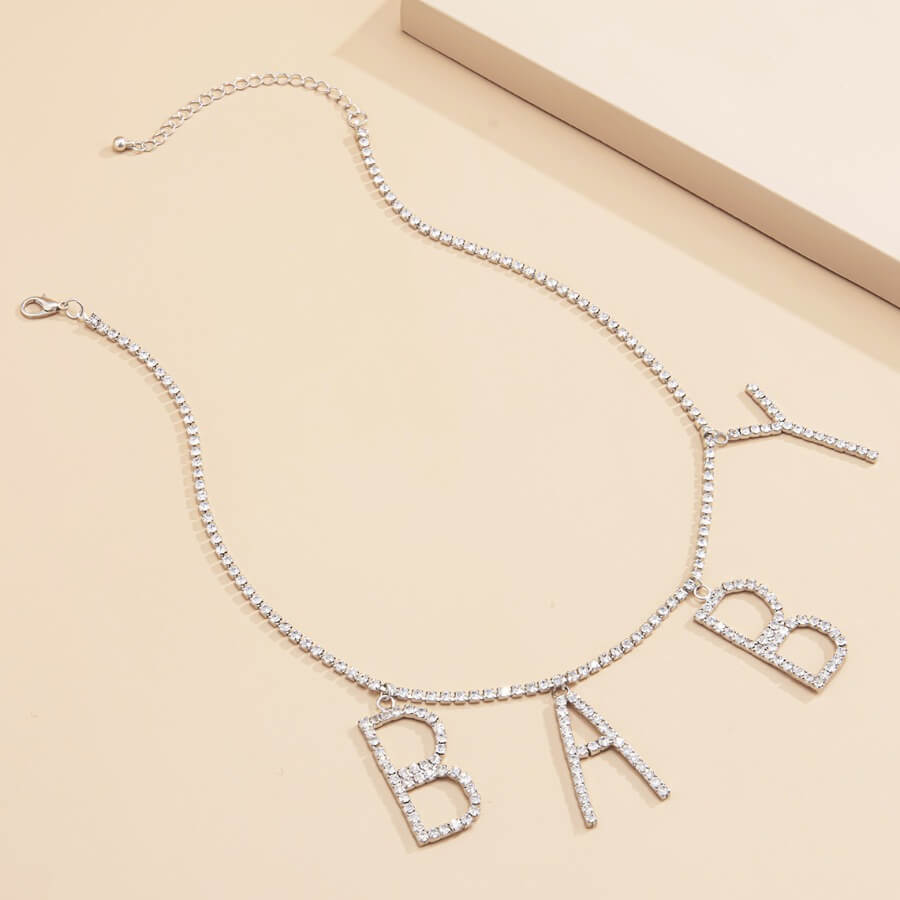 

Lovely Letter Hollow-out White Necklace