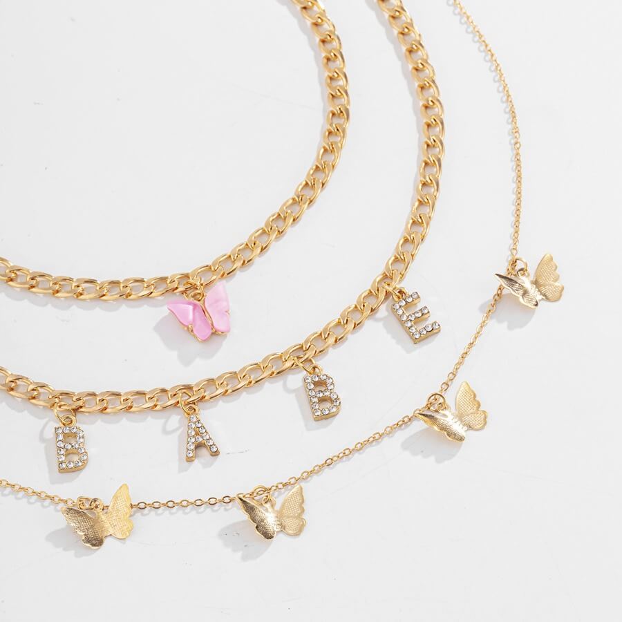 

Lovely Casual Letter Decoration Gold Necklace