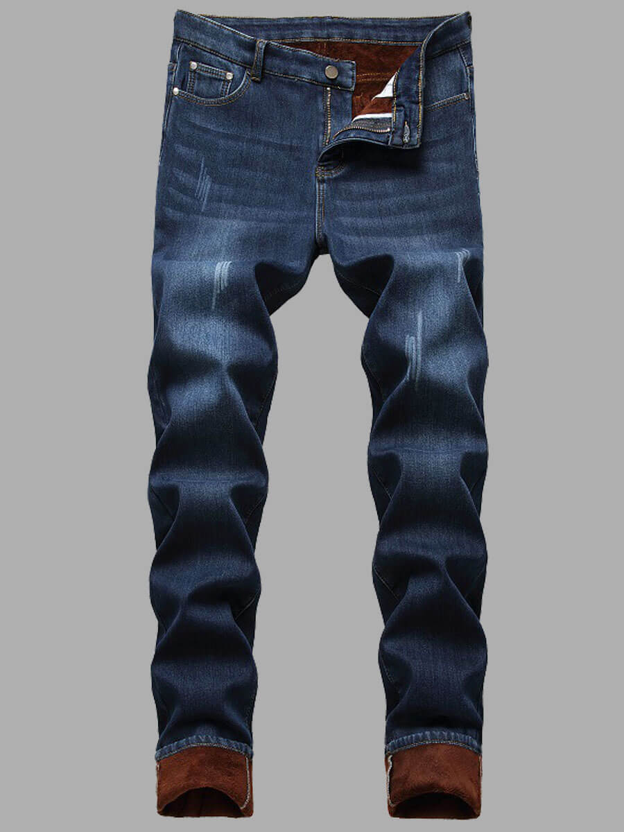 

Lovely Casual Mid Waist Elastic Blue Men Jeans