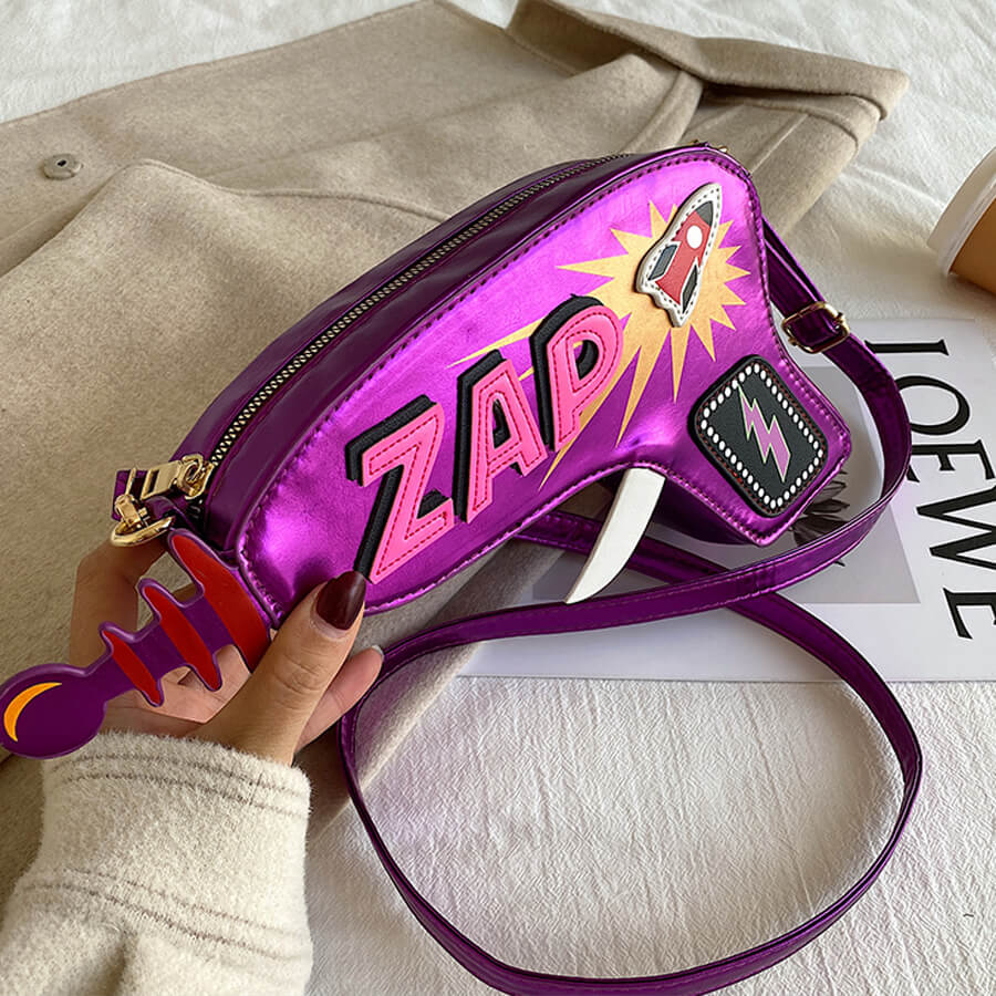 

Lovely Stylish Letter Print Patchwork Purple Crossbody Bag