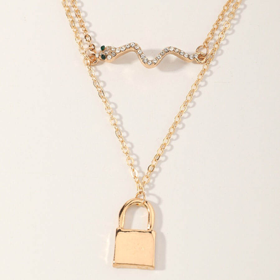 

Lovely Trendy Padlock Gold Multilayer Necklace