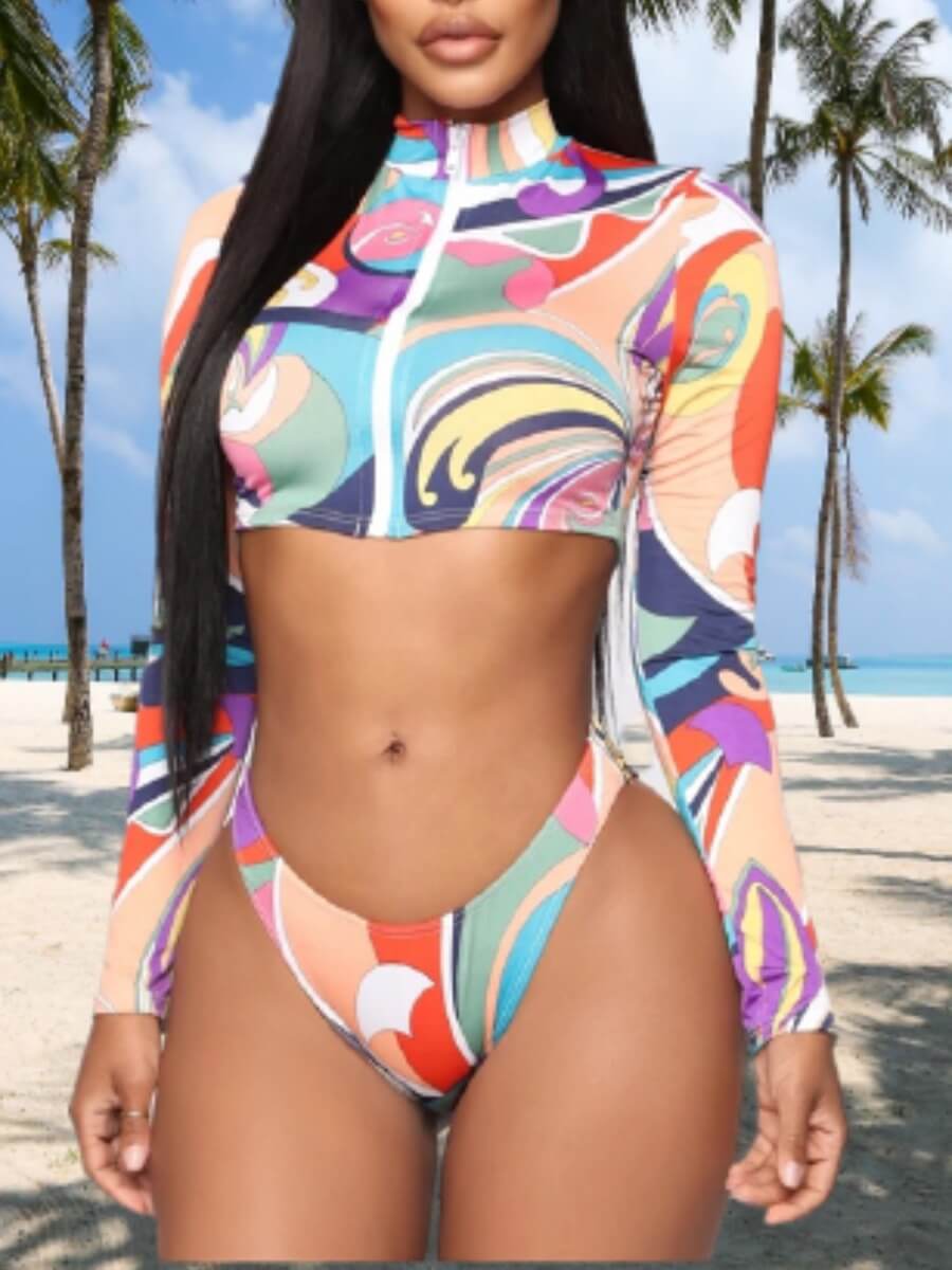 

Lovely Sexy Camo Print Crop Top Blue Tankini