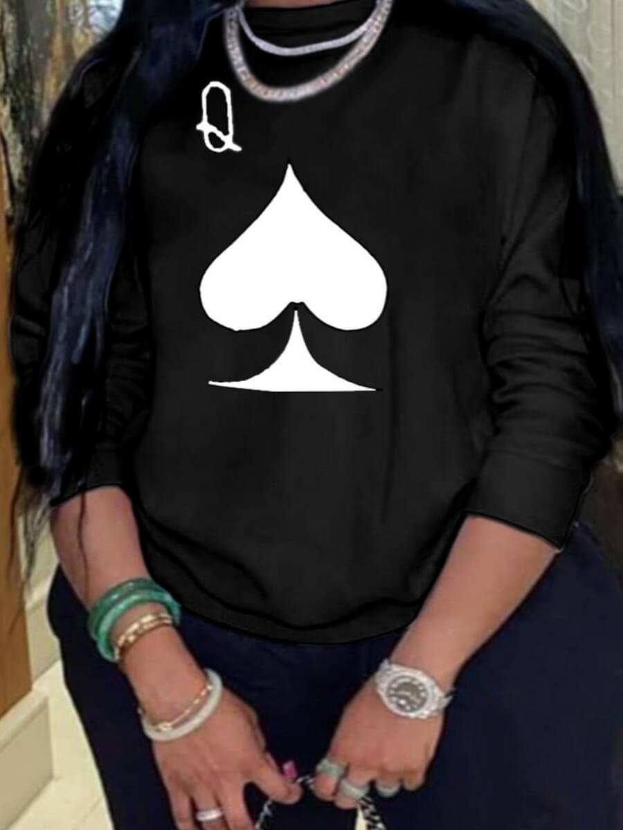 

Lovely Casual Letter Heart-shaped Print Black Plus Size Hoodie