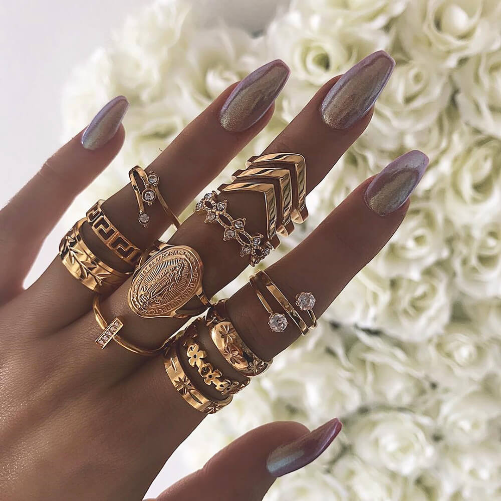 

Lovely Trendy 13-piece Gold Ring