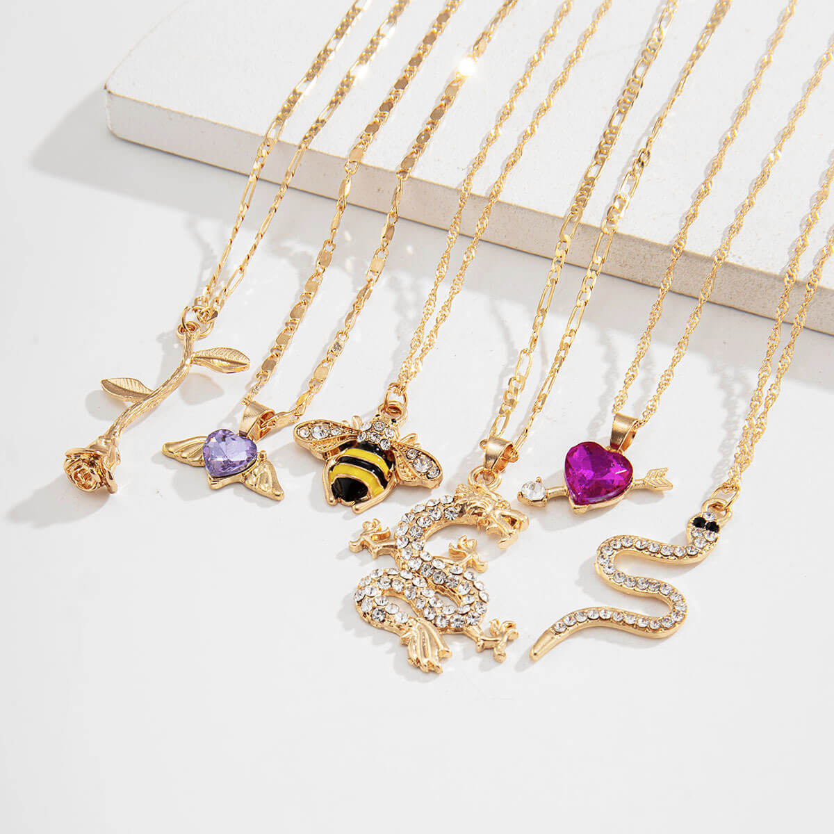

Lovely Retro 6-piece Gold Necklace