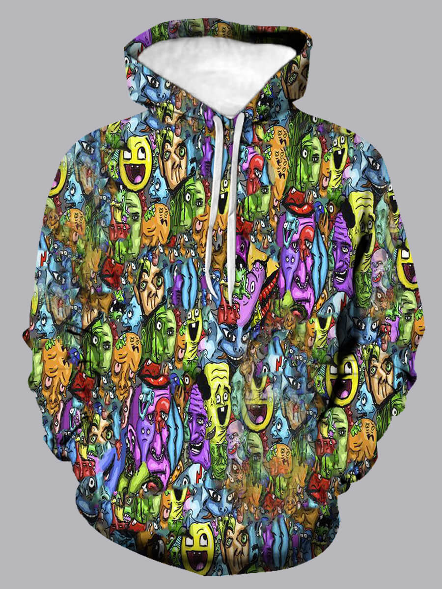

Lovely Casual Hooded Collar Print Multicolor Men Hoodie, Multi