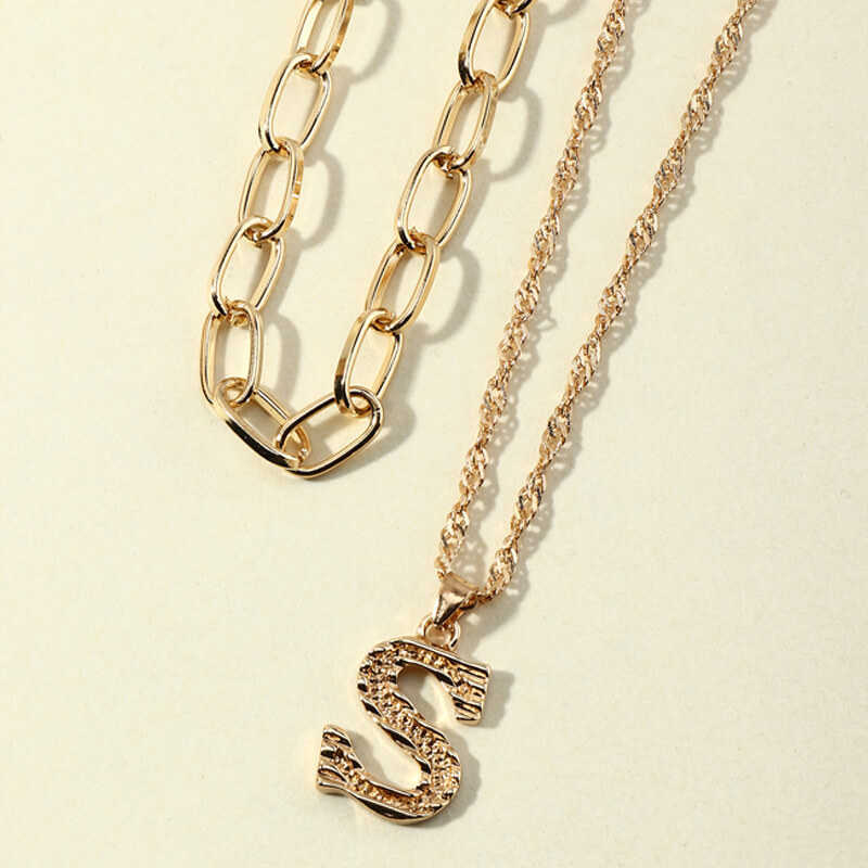 

Lovely Trendy Letter Gold Necklace