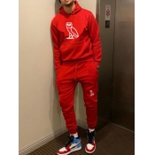 LW Men Abstract Bird Print Drawstring Tracksuit Se