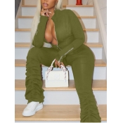 Lovely Trendy Fold Zipper Design Green One-piece J