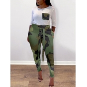 LW Plus Size Camo Print Pocket Design Pants Set