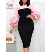 LW O Neck Patchwork Prom Dress