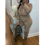 LW Zipper Pocket Design Teddy Pants Set