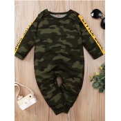 Lovely Street Hooded Collar Camo Print Army Green 