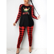 Lovely Plaid Christmas Day Print Red Sleepwear