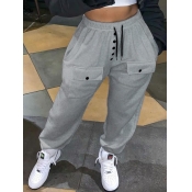 Lovely Casual Pocket Patched Grey Pants