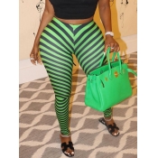 Lovely Stylish Striped Skinny Green Pants
